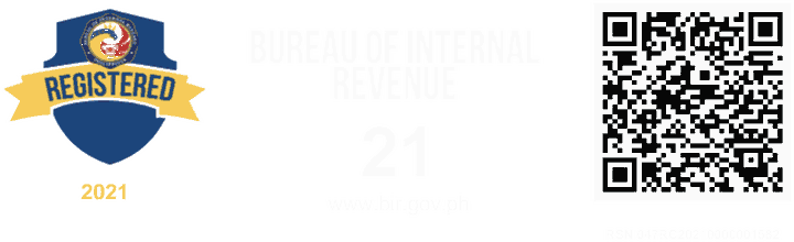 Bureau of Internal Revenue registration seal, registered 2021, RSN 047RC20210000001582